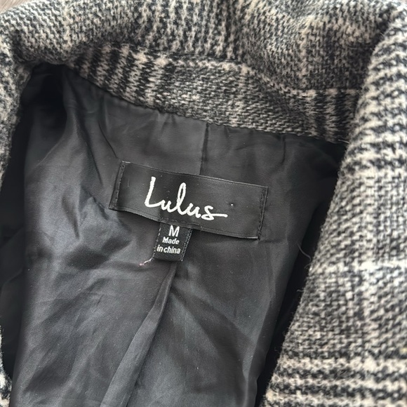 Lulus Chilly Out Black and White Glen Plaid Long Coat M - Picture 8 of 8